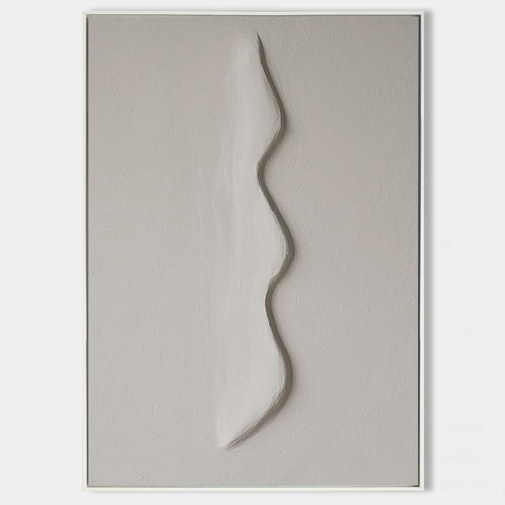 Modern White Plaster Wall Art Plaster Painting  Wabi-sabi Textured Canvas Painting For Sale