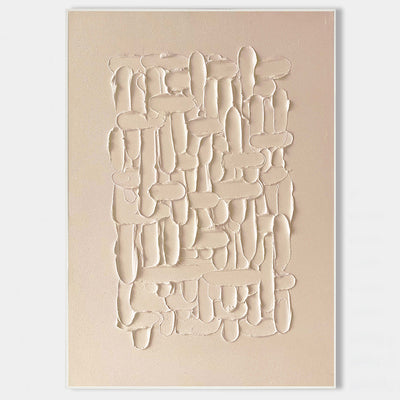 Modern Beige Abstract Canvas Wall Art  Minimalist Painting Thick Plaster Texture Painting