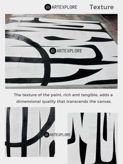 Modern Black And White Abstract Wall Art Oversized Acrylic Painting Abstract Artwork For Livingroom