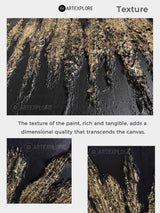 Large Black and Gold Abstract Art Minimalist Wall Art, Panoramic Canvas Wall Art Acrylic Painting