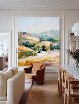 Abstract Hillside Artwork With Organic Shapes And Earthy Palette For Contemporary Interiors