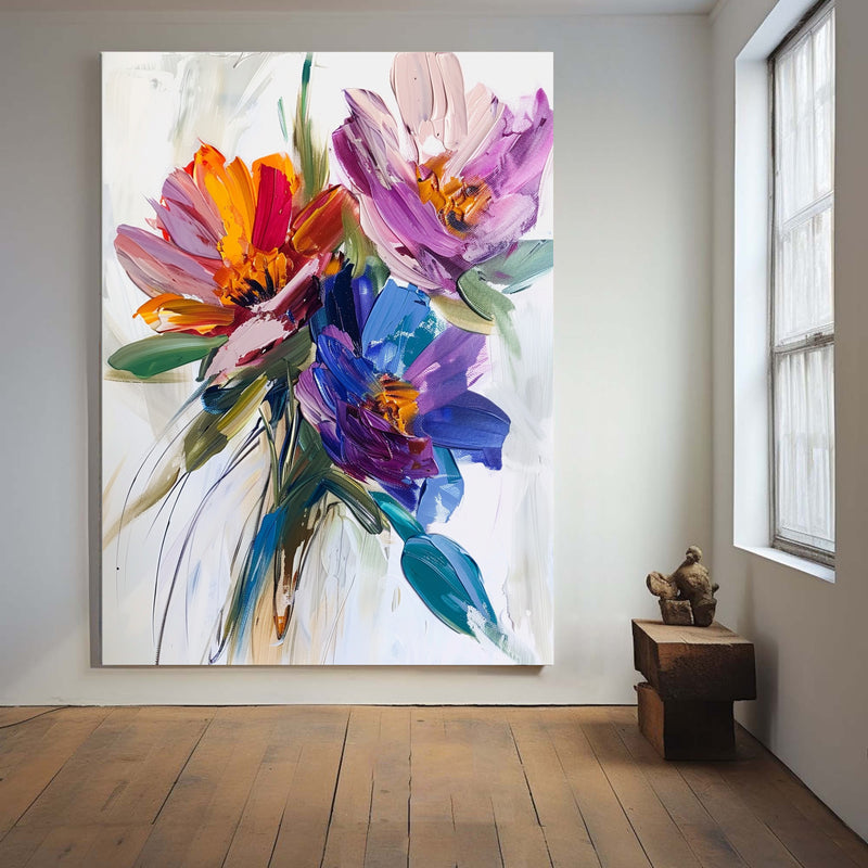 Large Framed Art Flowers Colourful Art Paintings For Wall Custom Canvas Paintings