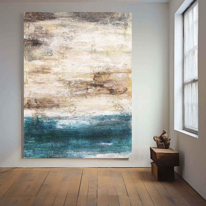Acrylic Abstract Beach Painting On Canvas Extra LargeAcrylic Seascape Paintings Large Vertica Wall Art