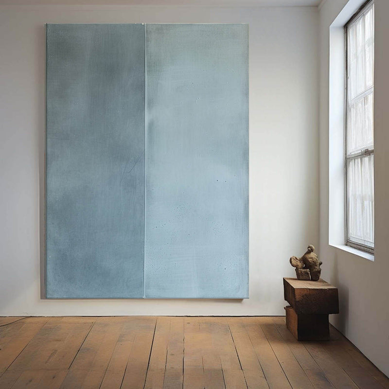 Modern Blue Abstract Painting Large Blue Textured Painting on Canvas Minimalist Abstract Wall Art For Livingroom