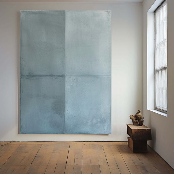 Original Blue Modern Canvas Wall Art Painting on Canvas Blue Textured Large Minimalist Abstract Living Room Decor