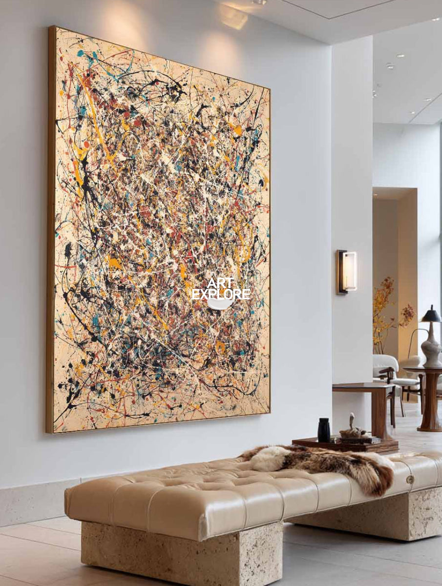 Original Abstract Expressionist Painting With Dynamic Lines For Modern Living Room Decor