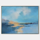 Large Abstract Coastal Canvs Acrylic Seascape Paintings Modern Landscape Wall Art Abstract Painting For Living Room