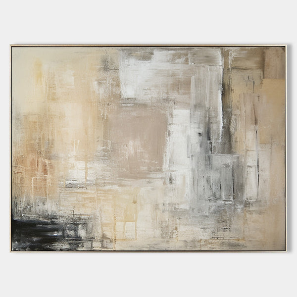 Beige And Yellow Abstract Painting Minimalist Art Large Horizontal Canvas Paintings For Sale