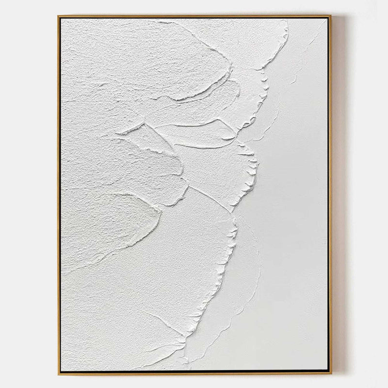 white minimalist painting abstract acrylic art white rich textured wall art canvas wall art for living room