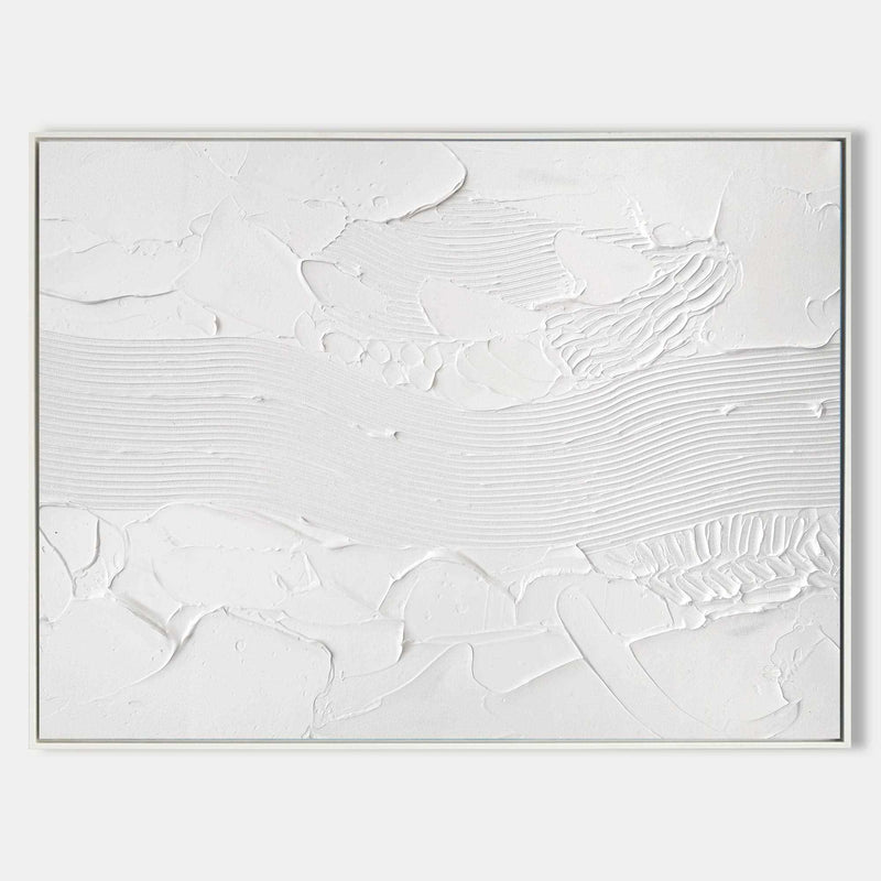 White Plaster Art On Canvas White Minimalist Abstract Art Minimalist Painting White Modern Canvas Art Large Artwork For Bedroom 