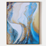 Abstract Blue And Gold Canvas Painting Large Original Acrylic Abstract Canvas Art Modern Abstract Painting 