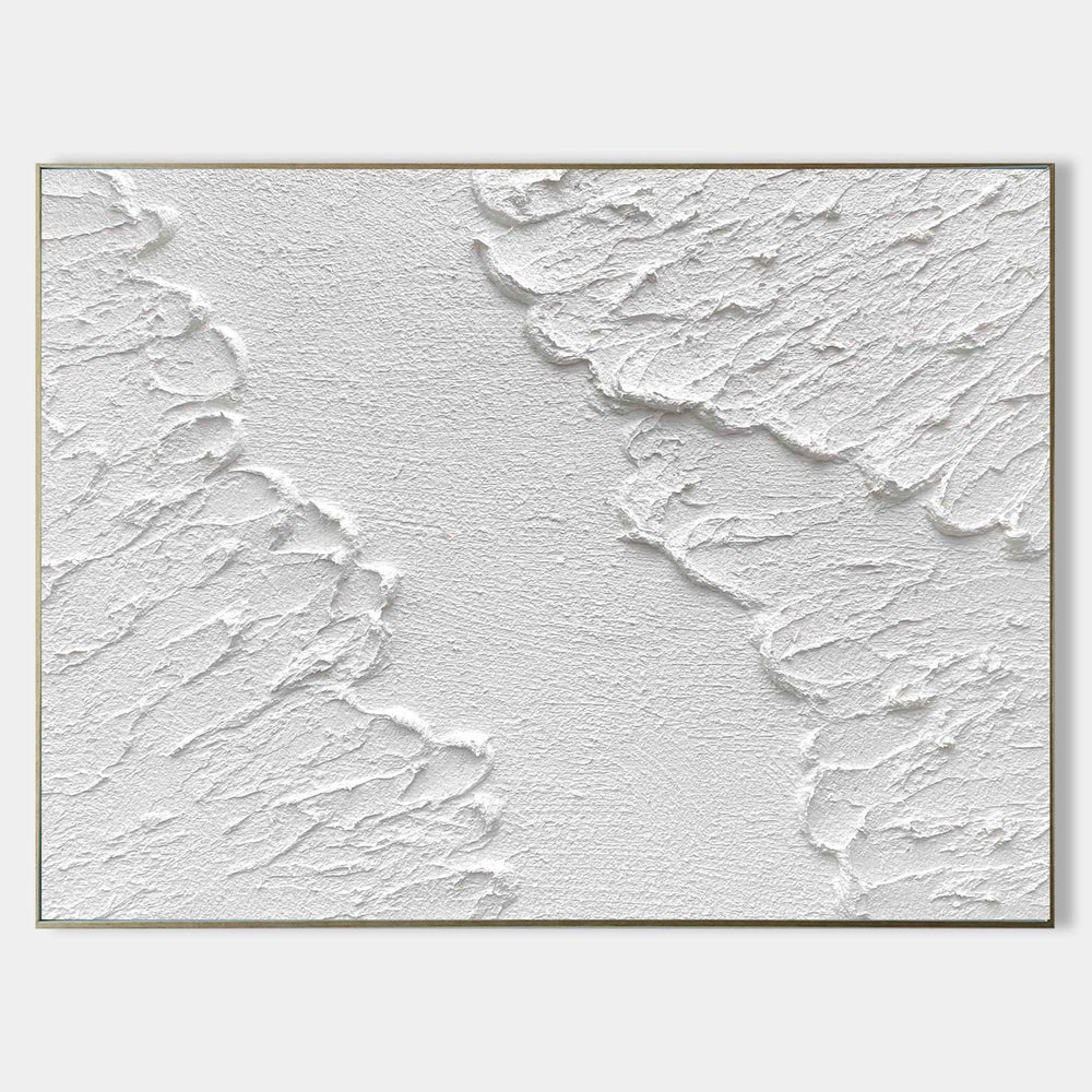 Plaster Painting Art White Minimalist Painting White Canvas Wall Art Large Artwork For Bedroom 