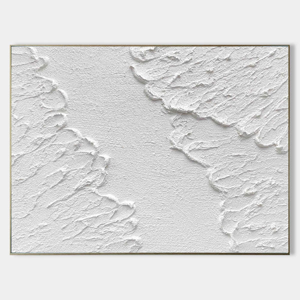 Plaster Painting Art White Minimalist Painting White Canvas Wall Art Large Artwork For Bedroom 