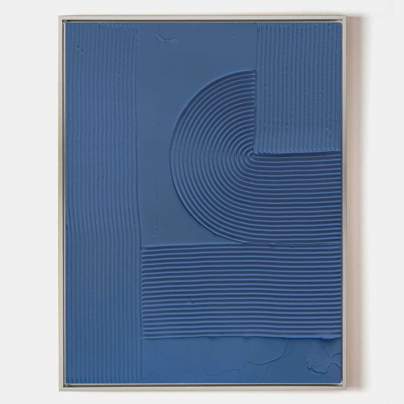 3D Blue Textured Abstract Wall Art Blue 3D Minimalist Painting Large Blue Abstract Painting