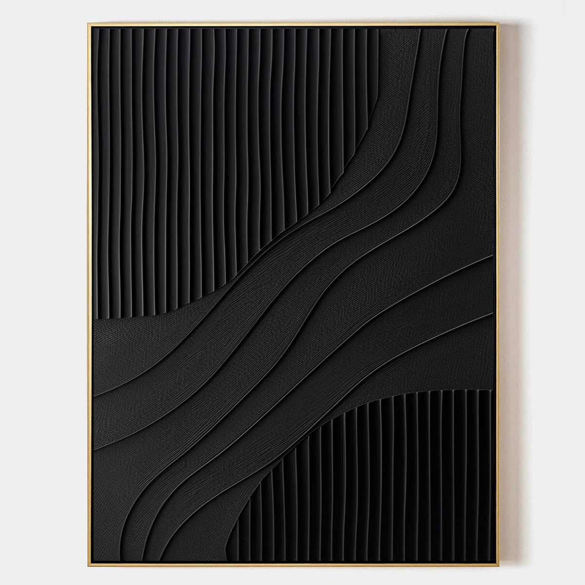 Black 3D Texture Painting Modern Minimalist Luxury Art Black Abstract Wall Art Black 3D Abstract Painting on Canvas 