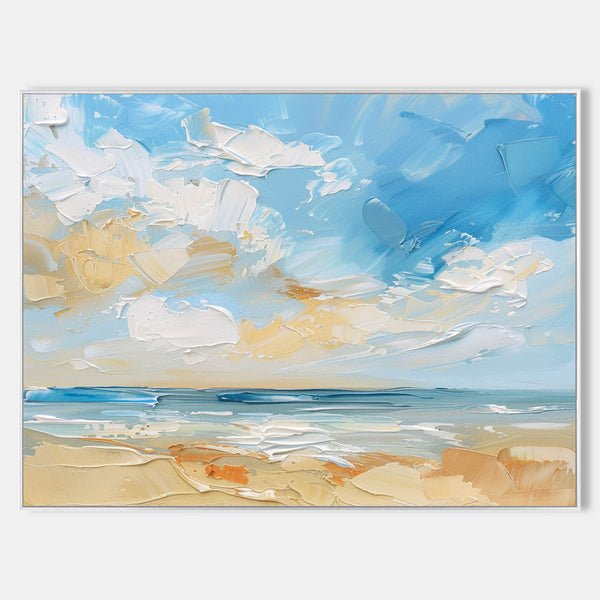 3d Abstract Blue Seascape modern art Original Oil Seascape Paintings Minimalist Ocean Apartment Decor