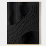 Black 3D Texture Painting Modern Minimalist Luxury Art Black Abstract Wall Art Black 3D Abstract Painting on Canvas 