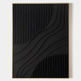 Black 3D Texture Painting Modern Minimalist Luxury Art Black Abstract Wall Art Black 3D Abstract Painting on Canvas 