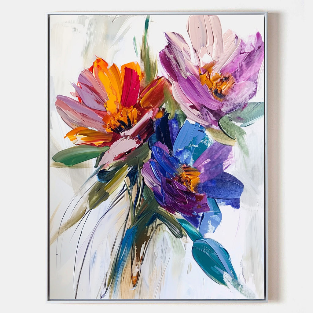 Large Framed Art Flowers Colourful Art Paintings For Wall Custom Canvas