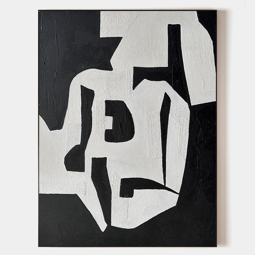 Modern Black And White Abstract Canvas Wall Art Minimalist Art ...
