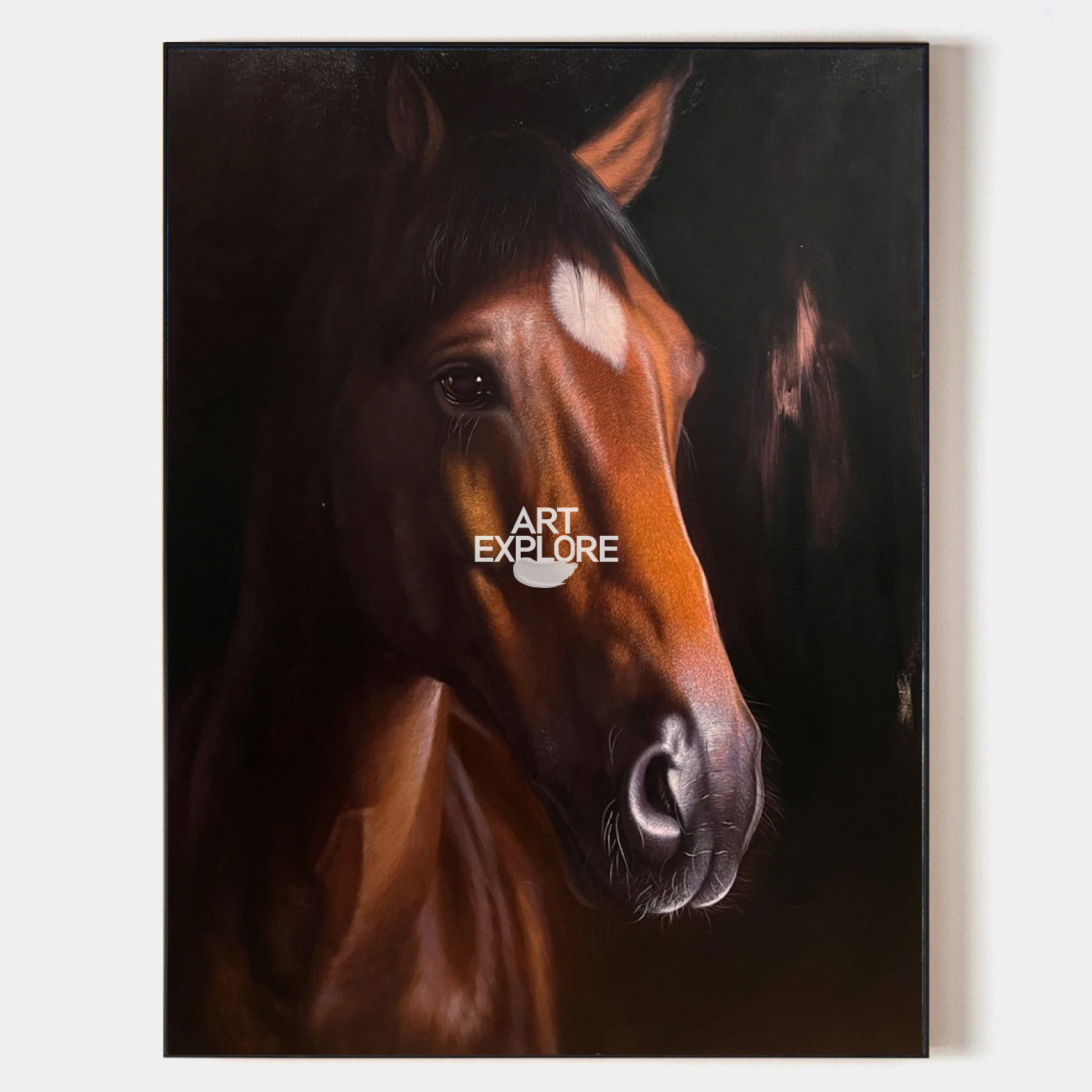 Large Brown Horse Oil Painting Wild Horse Canvas Wall Art Brown Steed Canvas Art For Sale