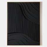 Black 3D Textured Painting Black  Large Plaster Wall Art  Black Minimalist Painting On Canvas