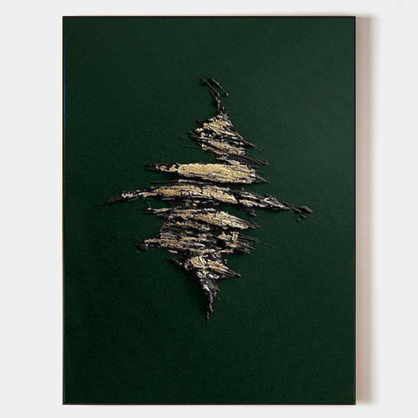 Green and Gold Abstract Textured Wall Art Gold Abstract Paining Golden Leaf Textured Painting