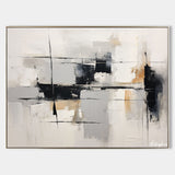 Black And White Abstract Painting Minimalist Art Large Horizontal Canvas Paintings For Sale