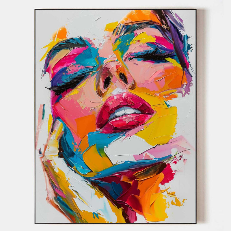 Abstract Girl's Face Wall Art Colorful abstract Art Minimalist Apartment Decor For Sale