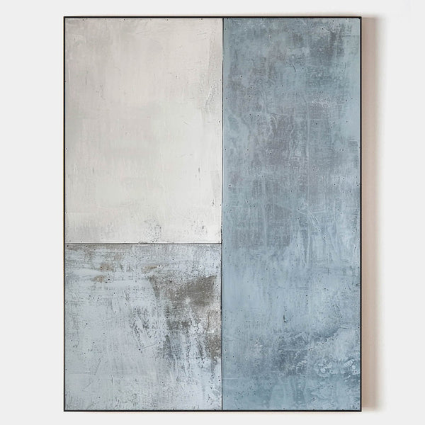 Blue And White Texture Painting on Canvas Modern Minimalist Luxury Art Blue Abstract Wall Art Blue  Abstract Painting For Sale