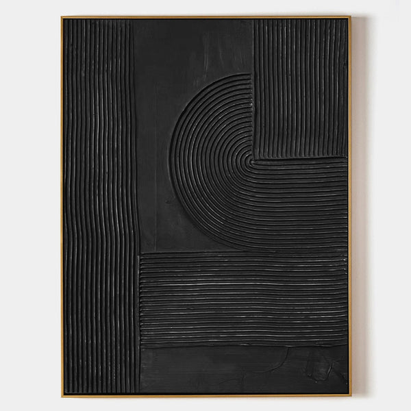 Expensive Modern 3D Black Abstract Wall Art,Modern Black Custom Canvas Paintings,Best Living Room Paintings