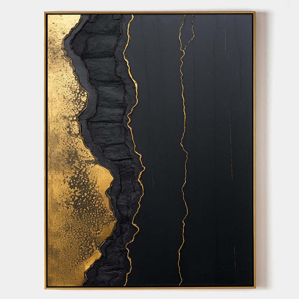 Abstract Black And Gold Canvas Wall Art Black And Gold Modern Artwork Expensive Modern Art