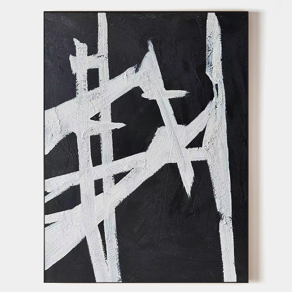 Modern Black And White Abstract Canvas Wall Art Minimalist Art ...
