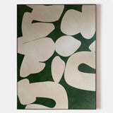 Wabi Sabi Wall Art Green Beige Textured Painting on Canvas Green Minimalist Wall Art For Sale