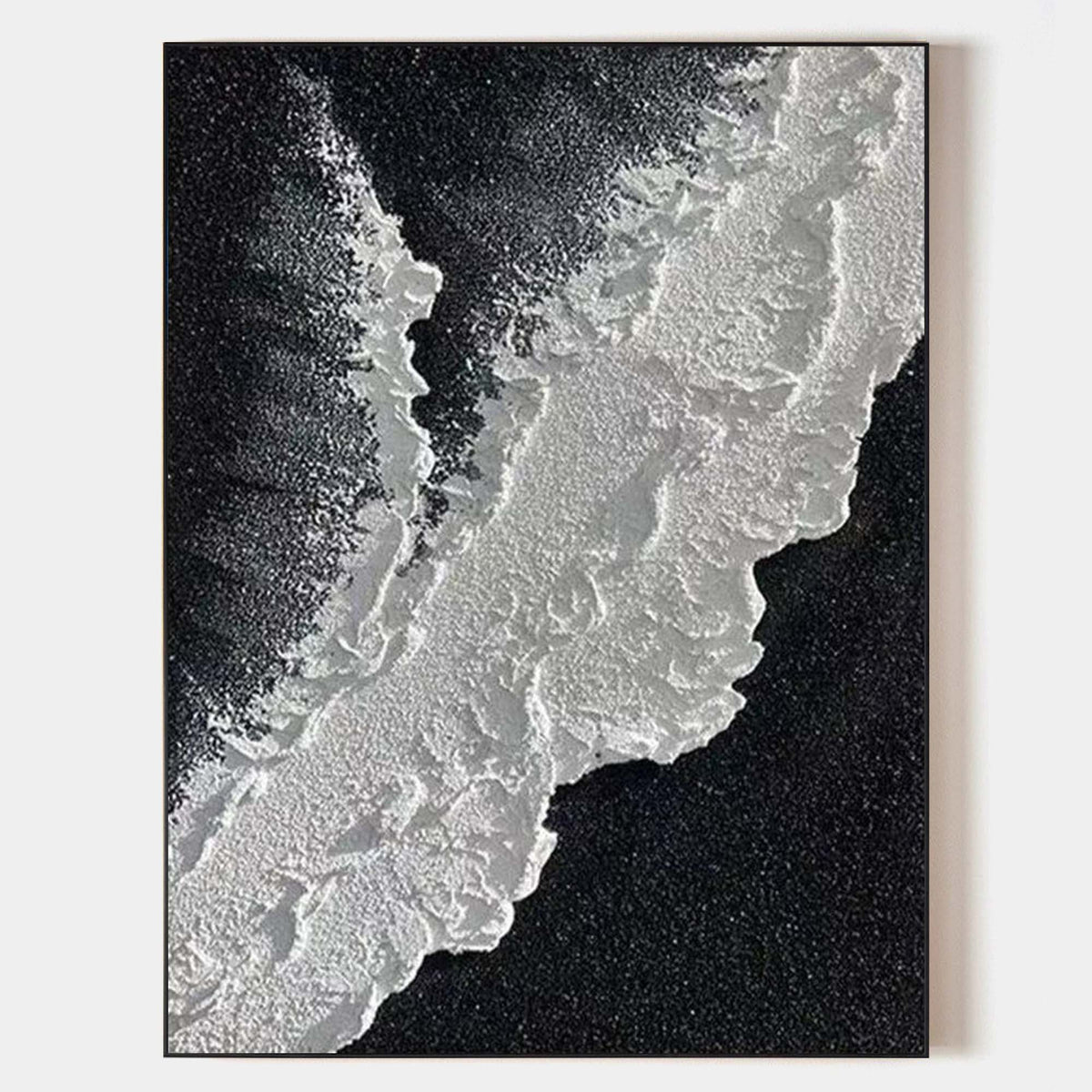 Black And White Plaster Painting Black Seashore Wall Art Painting Plaster Textured Art Painting