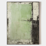 Wabi Sabi Green Painting Green Canvas Wall Art Green Minimalist Wall Art For Sale