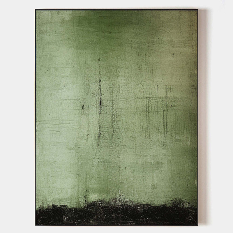 Wabi Sabi Green Painting Green Canvas Wall Art Green Minimalist Wall Art For Sale