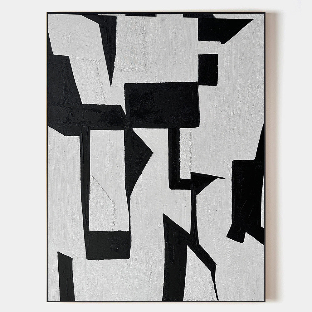 Modern Black And White Abstract Canvas Wall Art Minimalist Art ...