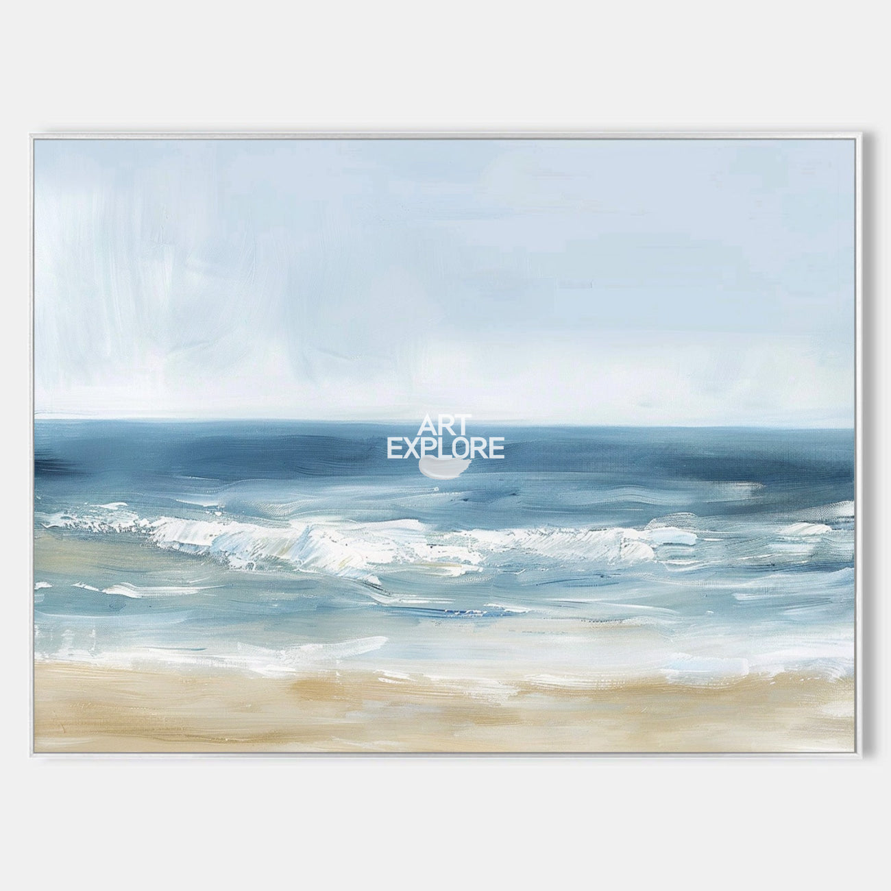 Oversized Beach Acrylic Paintings On Canvas Large Blue Textured Landscape Oil Paintings  Artwork Minimalist Apartment Decor