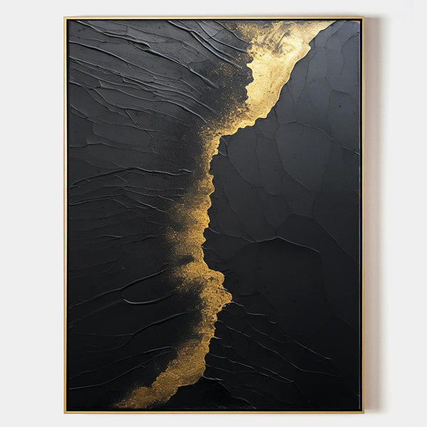 Black And Gold Abstract Wall Art Large Decorative Paintings Big Canvas Art For Living Room