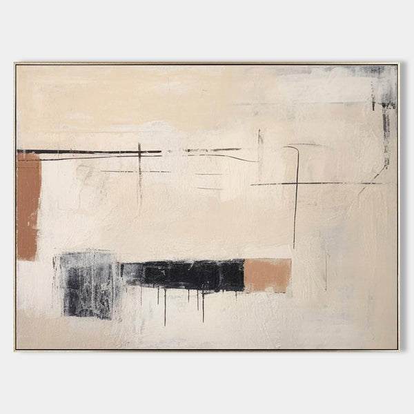 Black And Beige Abstract Painting Minimalist Art Large Horizontal Canvas Paintings For Sale