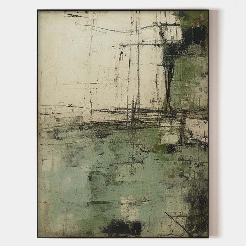 Wabi Sabi Green Painting Green Canvas Wall Art Green Minimalist Wall Art For Sale