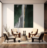 Large Contemporary Art Dark Green Abstract Canvas Art Huge Modern Abstract Paitning For Livingroom