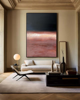 Modern Black And Red Minimalist Painting Large Abstract Acrylic Painting Canvas Wall Art For Sale