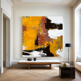 Heavy Texture Orange Abstract Art On Canvas Palette Knife Painting