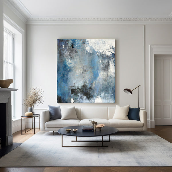 Oversize Blue Abstract Canvas Art Original Abstract Paintings For Sale