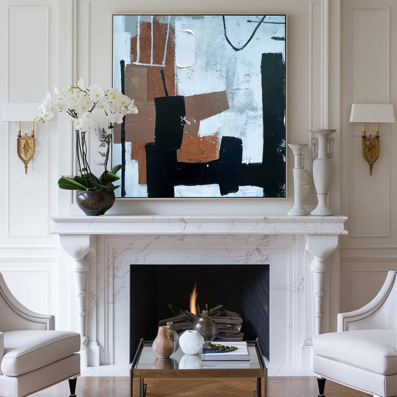 Modern Black And Brown Acrylic Painting Large Livingroom Canvas Art Abstract Wall Art For Sale