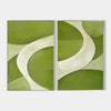 White And Green Diptych Painting 2 piece Minimalist Art Abstract Canvas Wall Art For Living Room