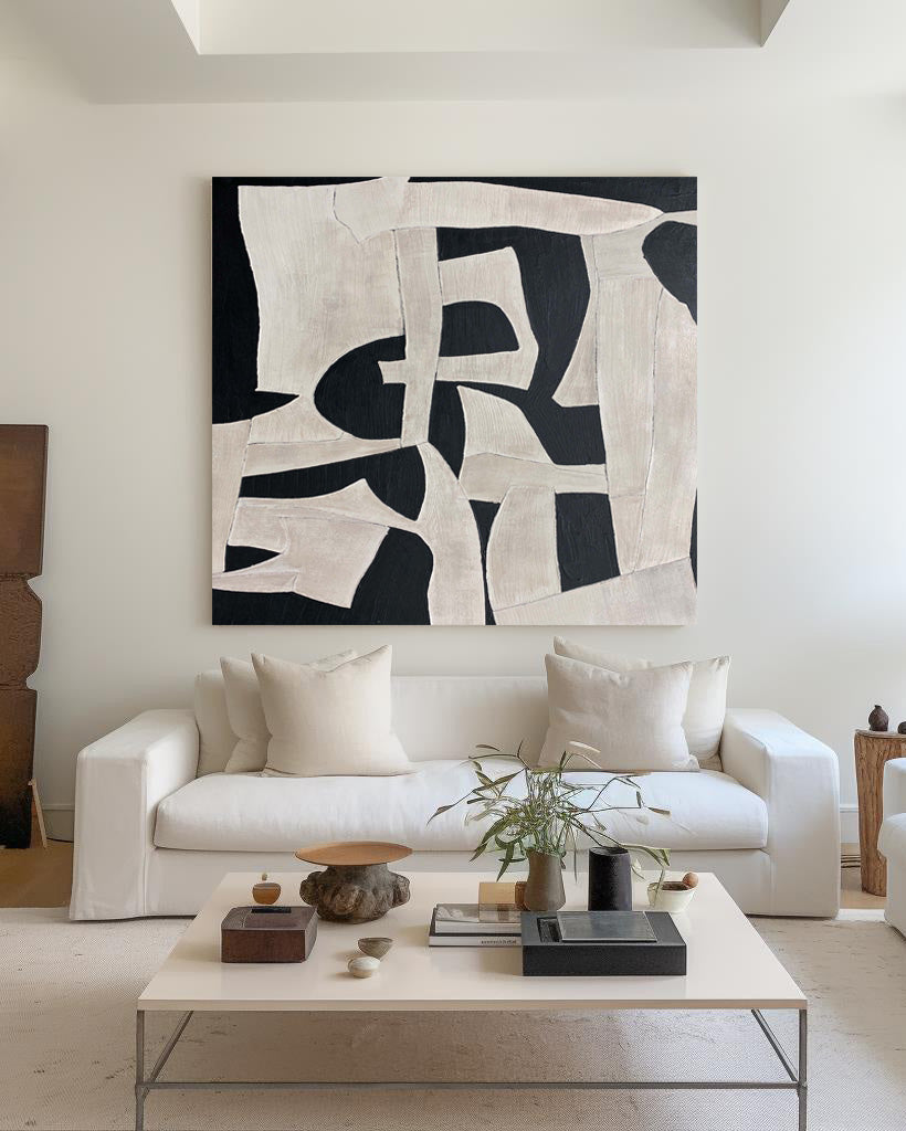 Modern Abstract Art Black And White Canvas Art Painting Minimalist Canvas Wall Art | Artexplore