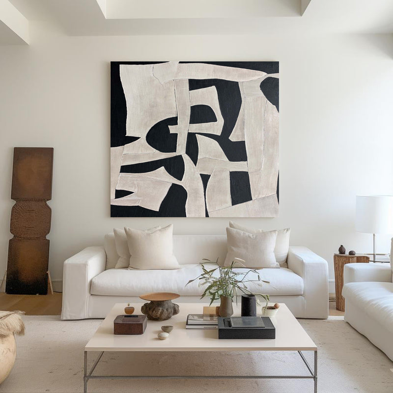Modern Abstract Art Black And White Canvas Art Painting Minimalist Canvas Wall Art | Artexplore